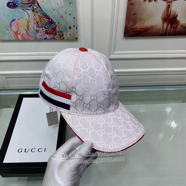 Gucci男女同款帽子 古馳三色織帶GG印花鴨舌帽棒球帽  mm1743